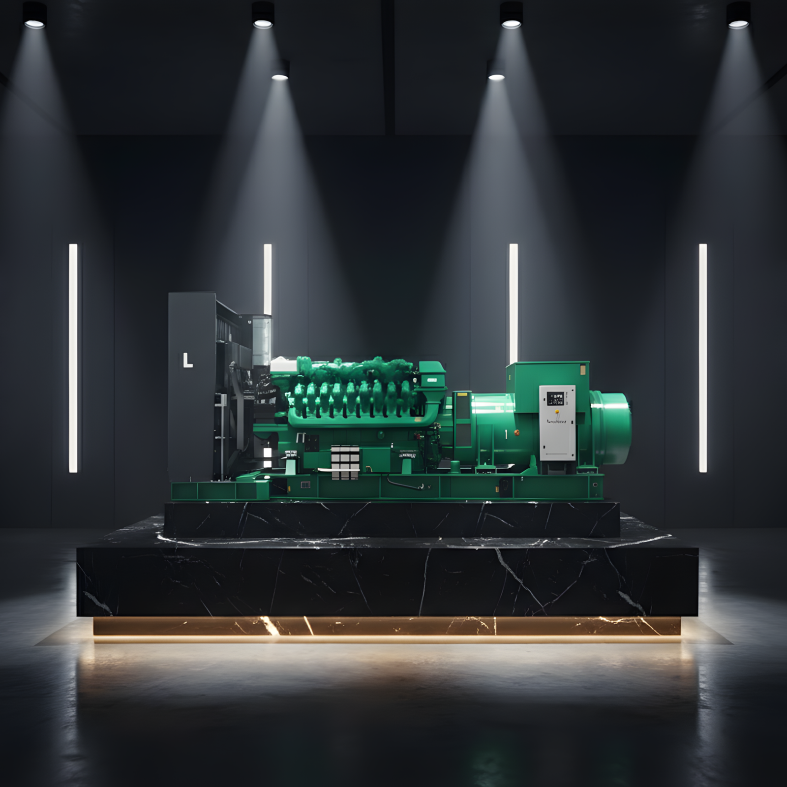 Industrial diesel generator engine and alternator assembly for high-capacity power generation