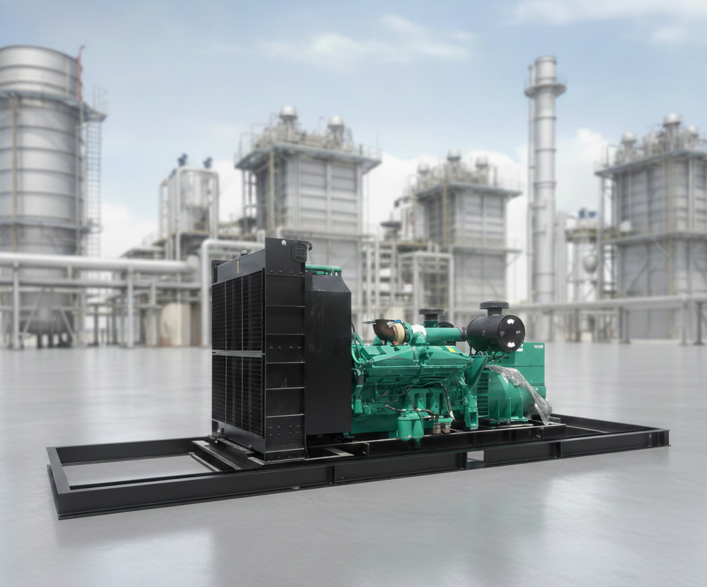 Industrial diesel generator installed at power plant by PowerGenCo Engineering Company