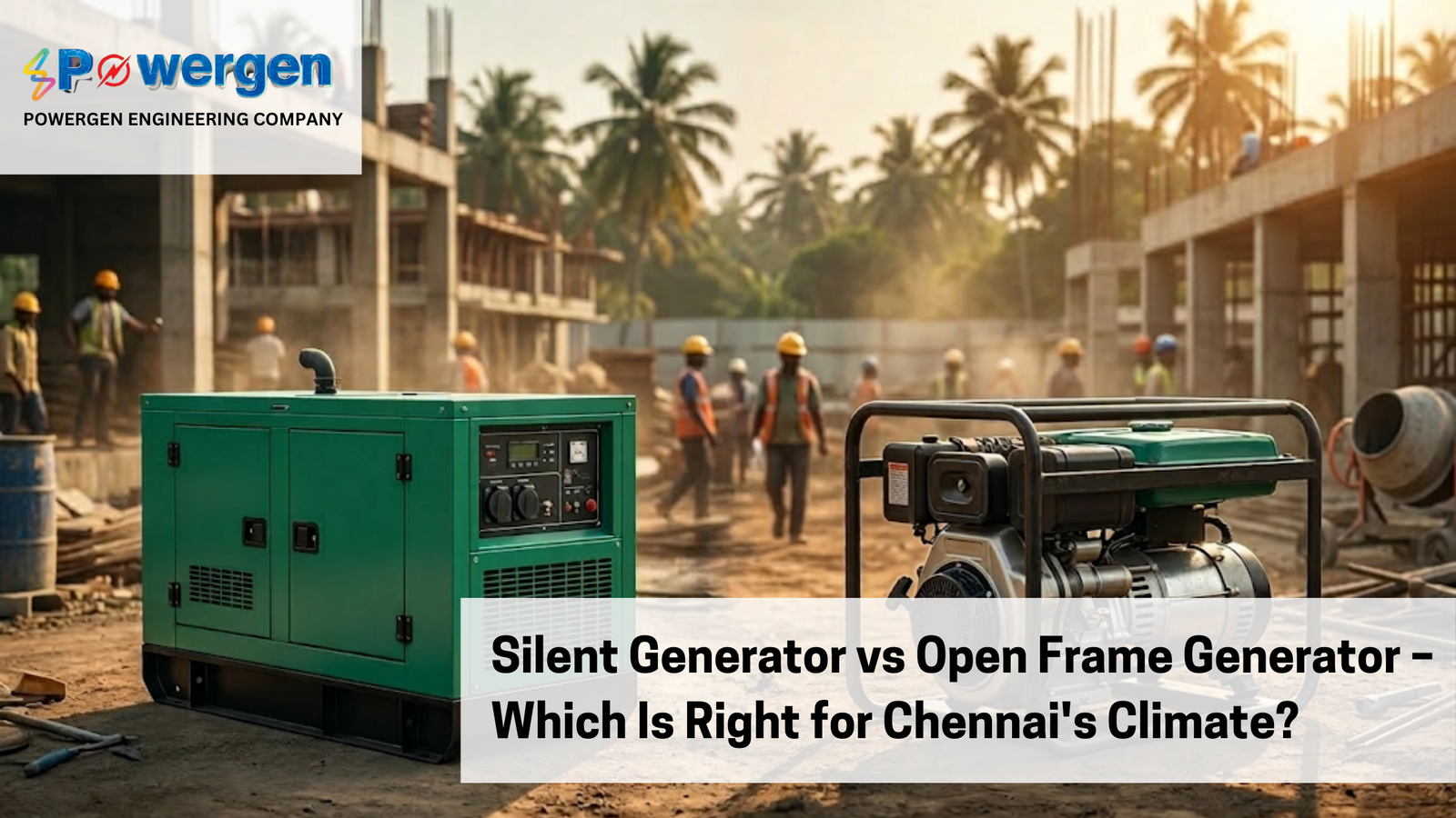 Silent generator vs open frame generator comparison for construction site power in Chennai climate