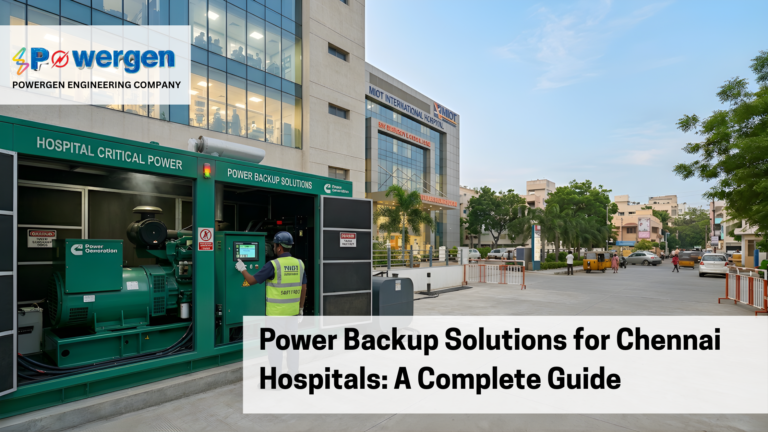 power backup solutions for Chennai hospitals showing silent generator installation for critical hospital power supply