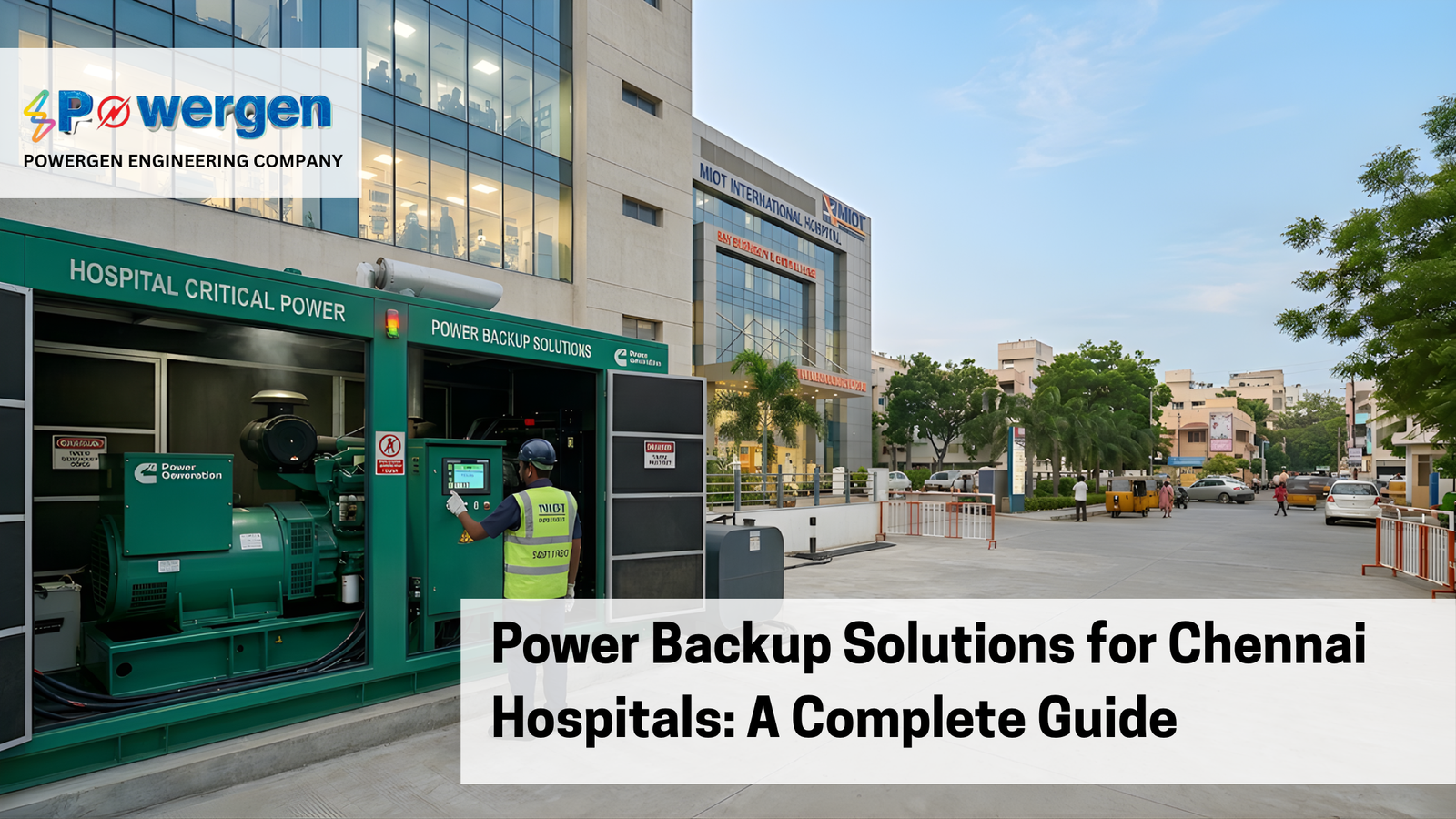 power backup solutions for Chennai hospitals showing silent generator installation for critical hospital power supply